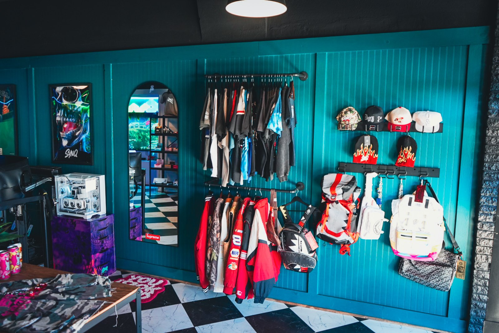 Apparel and accessories inside the SYNQ store